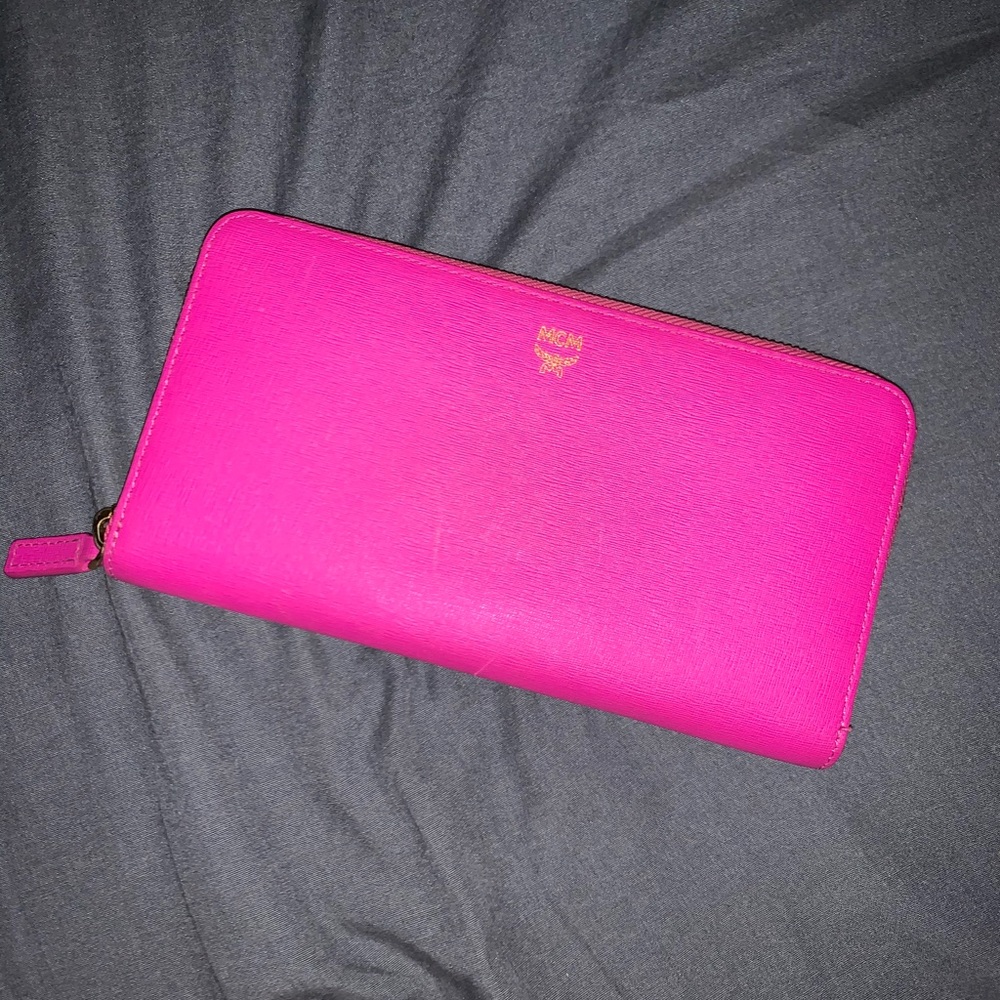 Neon pink MCM wallet
